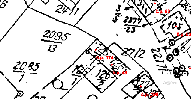 Luleč 174 na parcele st. 126/1 v KÚ Luleč, Katastrální mapa