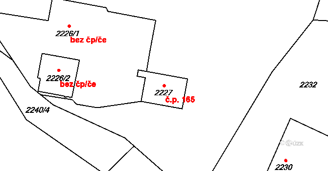 Fryčovice 165 na parcele st. 2227 v KÚ Fryčovice, Katastrální mapa