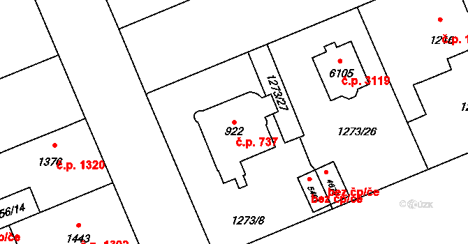 Šumperk 737 na parcele st. 922 v KÚ Šumperk, Katastrální mapa