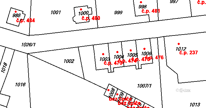 Hrádek nad Nisou 473 na parcele st. 1003 v KÚ Hrádek nad Nisou, Katastrální mapa