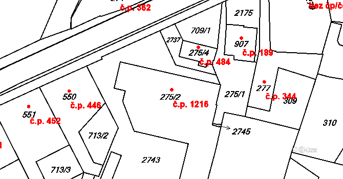 Třebechovice pod Orebem 1216 na parcele st. 275/2 v KÚ Třebechovice pod Orebem, Katastrální mapa