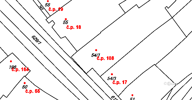 Cholina 108 na parcele st. 54/1 v KÚ Cholina, Katastrální mapa