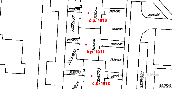Lutyně 1011, Orlová na parcele st. 3325/276 v KÚ Horní Lutyně, Katastrální mapa