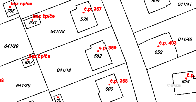 Chýnov 359 na parcele st. 582 v KÚ Chýnov u Tábora, Katastrální mapa