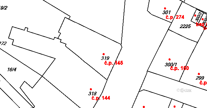 Prachatice II 145, Prachatice na parcele st. 319 v KÚ Prachatice, Katastrální mapa
