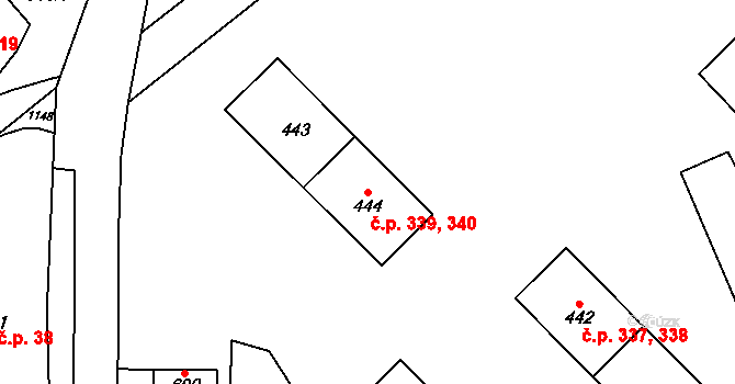 Jablonné nad Orlicí 339,340 na parcele st. 443 v KÚ Jablonné nad Orlicí, Katastrální mapa