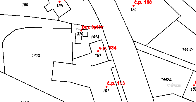 Lnáře 134 na parcele st. 191 v KÚ Lnáře, Katastrální mapa