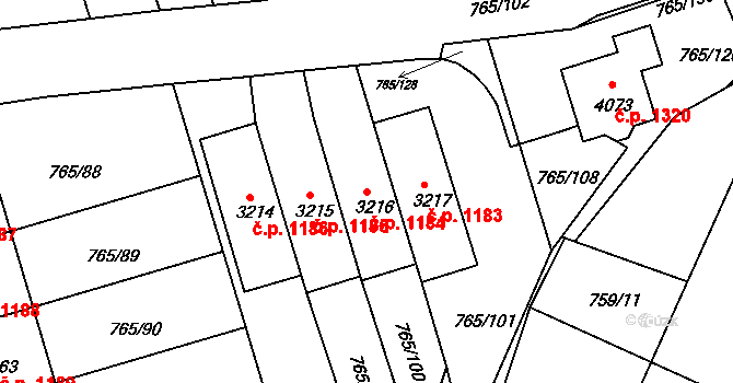 Strakonice I 1184, Strakonice na parcele st. 3216 v KÚ Strakonice, Katastrální mapa