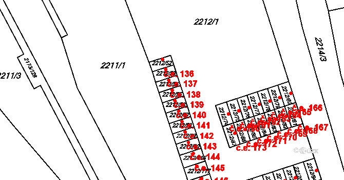 Klášterec nad Ohří 139 na parcele st. 2212/55 v KÚ Klášterec nad Ohří, Katastrální mapa