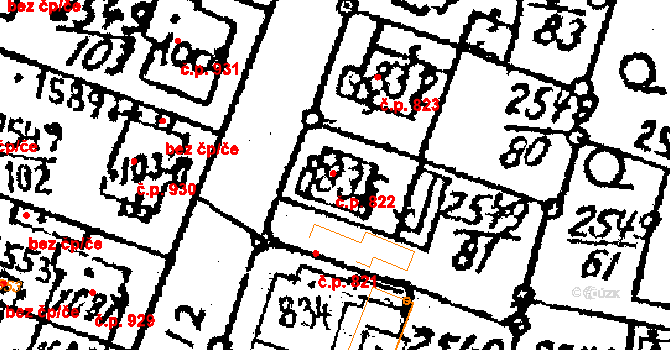 Jaroměřice nad Rokytnou 822 na parcele st. 835 v KÚ Jaroměřice nad Rokytnou, Katastrální mapa