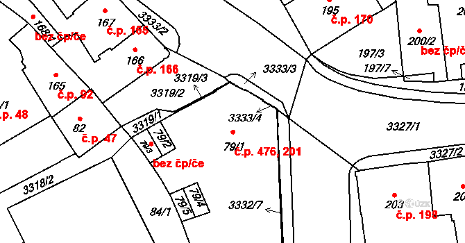 Pelhřimov 201,476 na parcele st. 79/1 v KÚ Pelhřimov, Katastrální mapa
