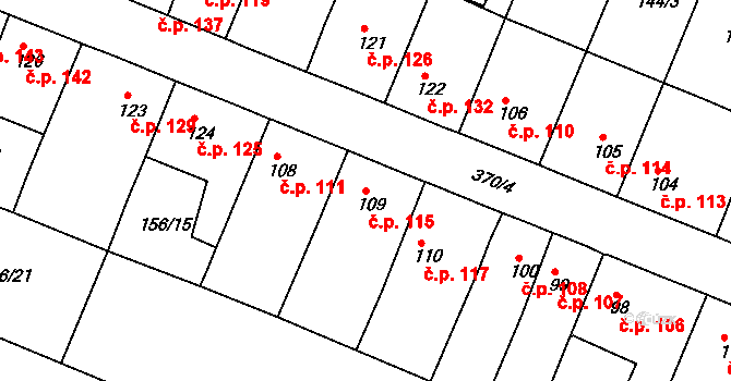 Chudonice 115, Nový Bydžov na parcele st. 109 v KÚ Chudonice, Katastrální mapa