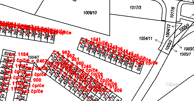 Cheb 1543 na parcele st. 3997 v KÚ Cheb, Katastrální mapa