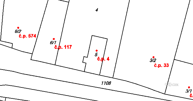 Sendražice 4, Kolín na parcele st. 5 v KÚ Sendražice u Kolína, Katastrální mapa