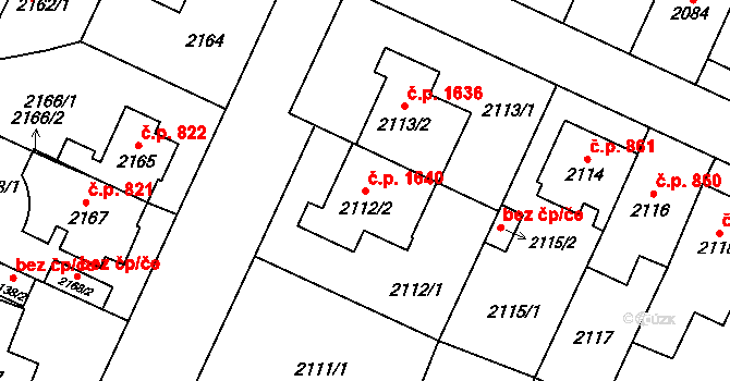 Kobylisy 1640, Praha na parcele st. 2112/2 v KÚ Kobylisy, Katastrální mapa