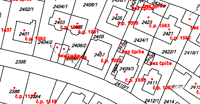 Vršovice 1095, Praha na parcele st. 2407 v KÚ Vršovice, Katastrální mapa
