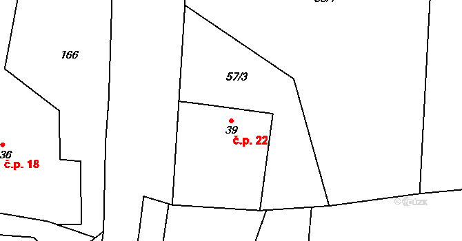 Vletice 22, Krásná Hora nad Vltavou na parcele st. 39 v KÚ Vletice, Katastrální mapa