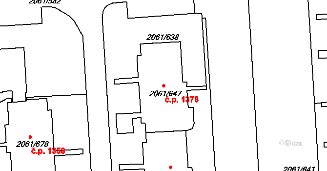 České Budějovice 2 1378, České Budějovice na parcele st. 2061/647 v KÚ České Budějovice 2, Katastrální mapa
