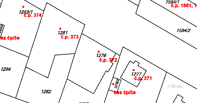 Česká Lípa 372 na parcele st. 1279 v KÚ Česká Lípa, Katastrální mapa