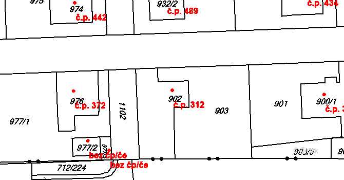 Liberec VII-Horní Růžodol 312, Liberec na parcele st. 902 v KÚ Horní Růžodol, Katastrální mapa