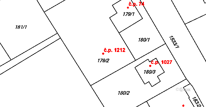 Ráj 1212, Karviná na parcele st. 179/2 v KÚ Ráj, Katastrální mapa