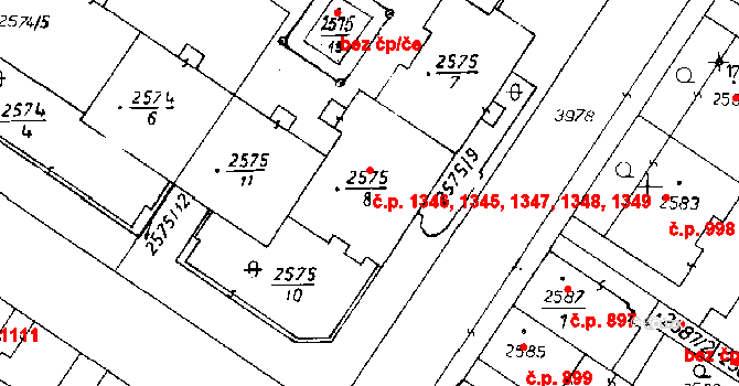 Poděbrady III 1345,1346,1347,1348,, Poděbrady na parcele st. 2575/8 v KÚ Poděbrady, Katastrální mapa