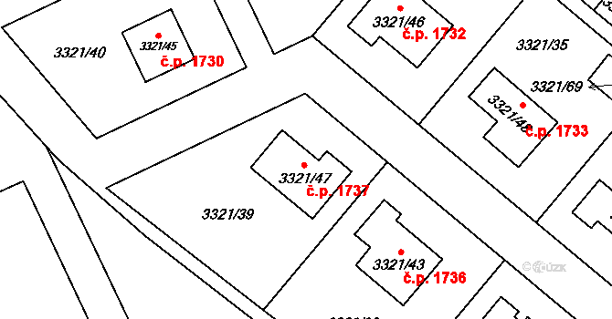 Chotěboř 1737 na parcele st. 3321/47 v KÚ Chotěboř, Katastrální mapa
