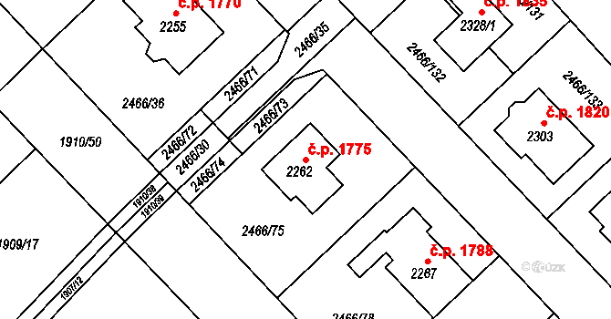 Tišnov 1775 na parcele st. 2262 v KÚ Tišnov, Katastrální mapa