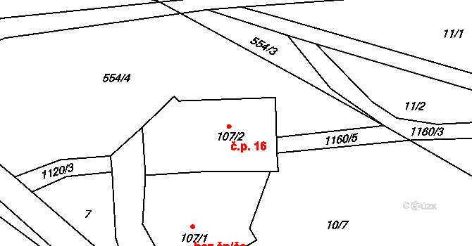 Blankartice 16, Heřmanov na parcele st. 107/2 v KÚ Blankartice, Katastrální mapa