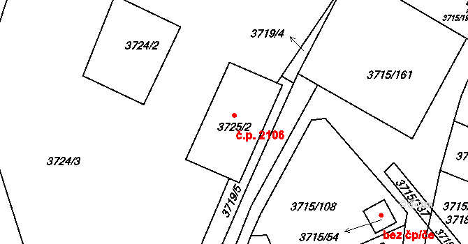 Tachov 2106 na parcele st. 3725/2 v KÚ Tachov, Katastrální mapa