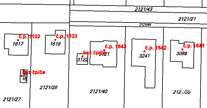 Napajedla 1643 na parcele st. 3121 v KÚ Napajedla, Katastrální mapa