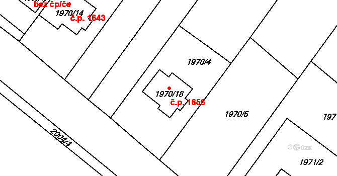 Holešov 1656 na parcele st. 1970/18 v KÚ Holešov, Katastrální mapa
