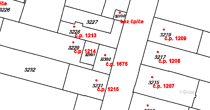 České Budějovice 3 1675, České Budějovice na parcele st. 3230/2 v KÚ České Budějovice 3, Katastrální mapa