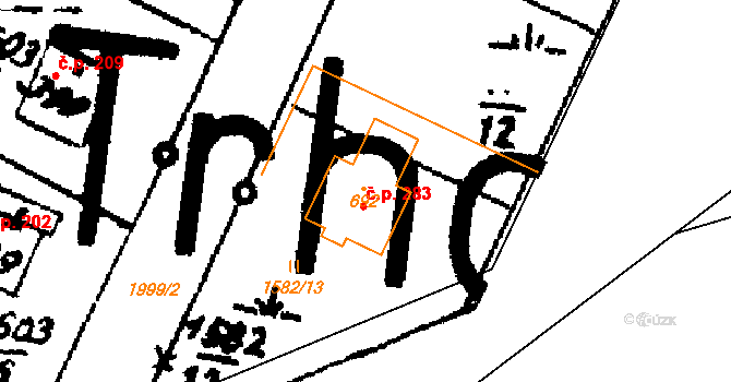 Trhová Kamenice 283 na parcele st. 692 v KÚ Trhová Kamenice, Katastrální mapa