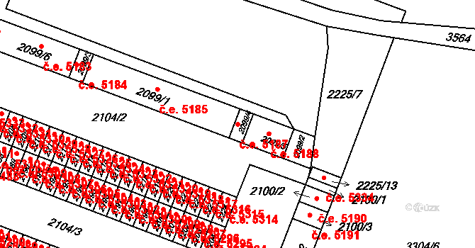 Kadaň 5187 na parcele st. 2099/4 v KÚ Kadaň, Katastrální mapa