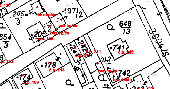 Poříčí nad Sázavou 211 na parcele st. 242/1 v KÚ Poříčí nad Sázavou, Katastrální mapa