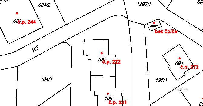 Neveklov 222 na parcele st. 105 v KÚ Neveklov, Katastrální mapa