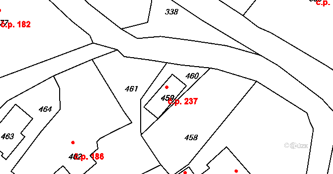 Dolní Chřibská 237, Chřibská na parcele st. 459 v KÚ Dolní Chřibská, Katastrální mapa