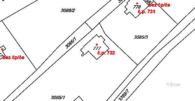 Hranice 732 na parcele st. 777 v KÚ Hranice u Aše, Katastrální mapa