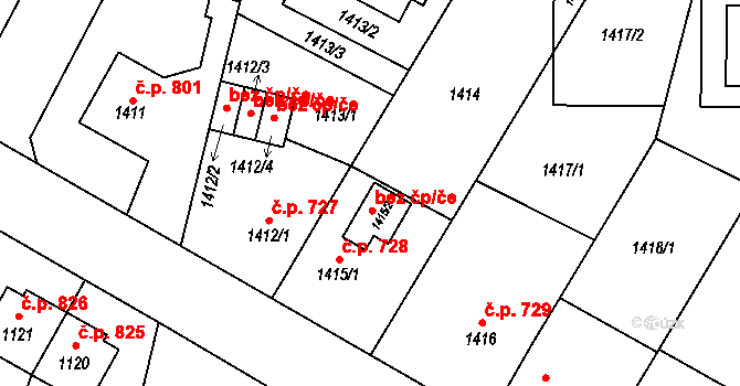 Chotěboř 38703611 na parcele st. 1415/2 v KÚ Chotěboř, Katastrální mapa