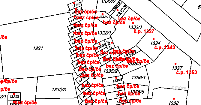 Teplice 39148611 na parcele st. 1332/4 v KÚ Teplice, Katastrální mapa