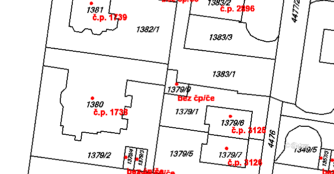 Teplice 39160611 na parcele st. 1379/9 v KÚ Teplice, Katastrální mapa