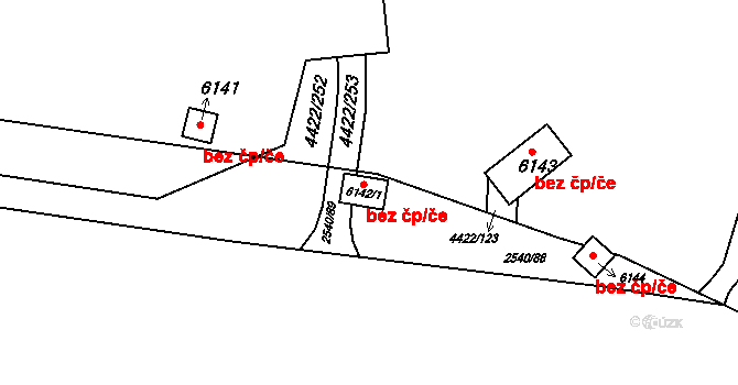 Brno 39498611 na parcele st. 6142/1 v KÚ Líšeň, Katastrální mapa