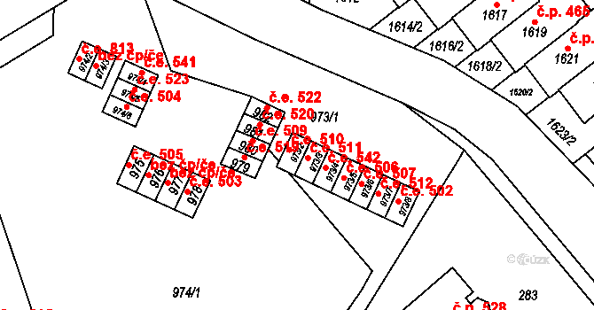 Brno 39507611 na parcele st. 973/2 v KÚ Medlánky, Katastrální mapa