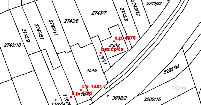 Kroměříž 40264611 na parcele st. 7937 v KÚ Kroměříž, Katastrální mapa