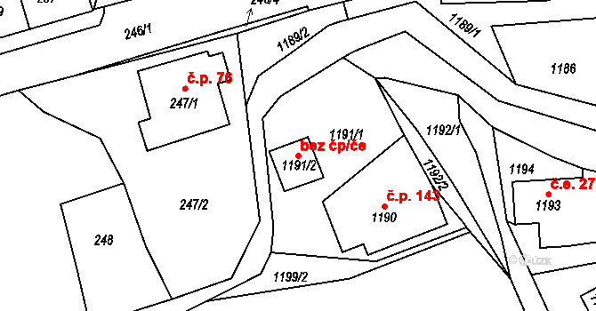 Český Dub 40808611 na parcele st. 1191/2 v KÚ Český Dub, Katastrální mapa