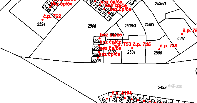 Ústí nad Labem 42014611 na parcele st. 2504 v KÚ Střekov, Katastrální mapa