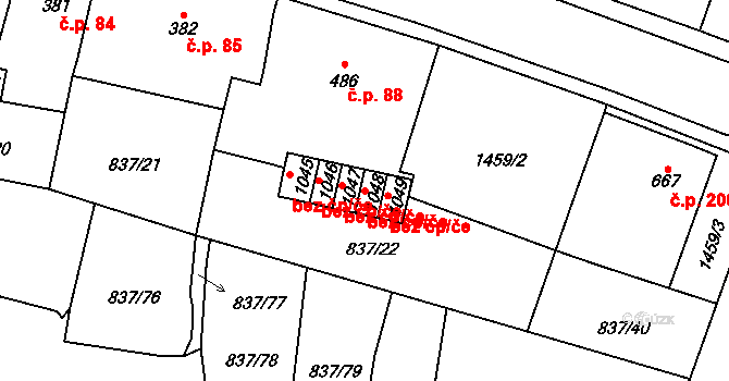 Děčín 42460611 na parcele st. 1048 v KÚ Bynov, Katastrální mapa