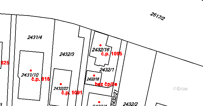 Praha 44170611 na parcele st. 2432/16 v KÚ Hloubětín, Katastrální mapa