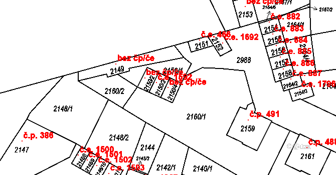 Děčín 44552611 na parcele st. 2150/4 v KÚ Děčín, Katastrální mapa